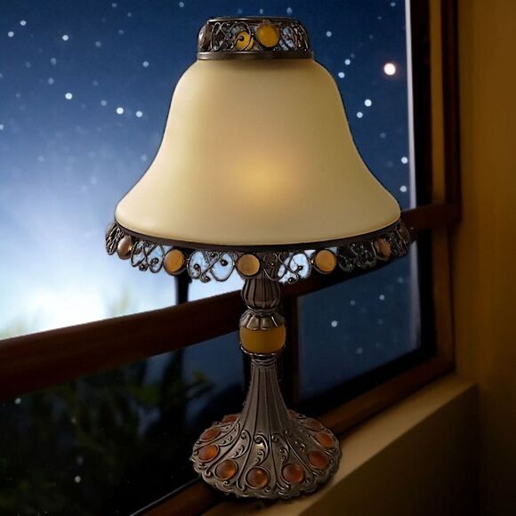 PartyLite Paris Retro Candle Holder Lamp Tealight Votive Vintage Amber Glass - Picture 15 of 16